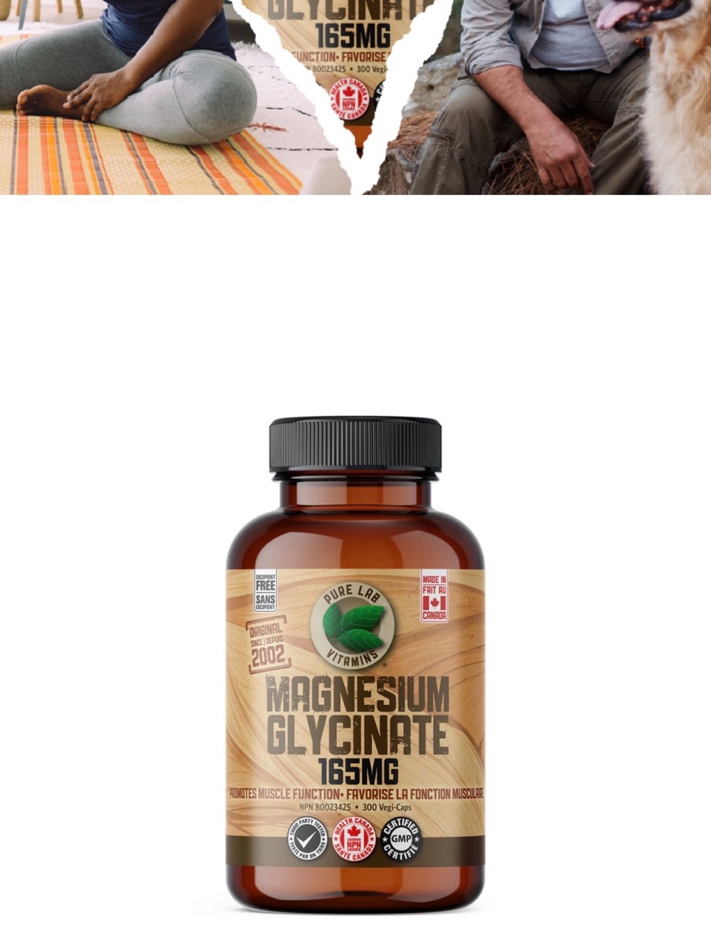 Magnesium Glycinate 165mg – PURE LAB VITAMINS—CANADIAN COMPANY🇨🇦🇨🇦🇨🇦—300 cap—NEW